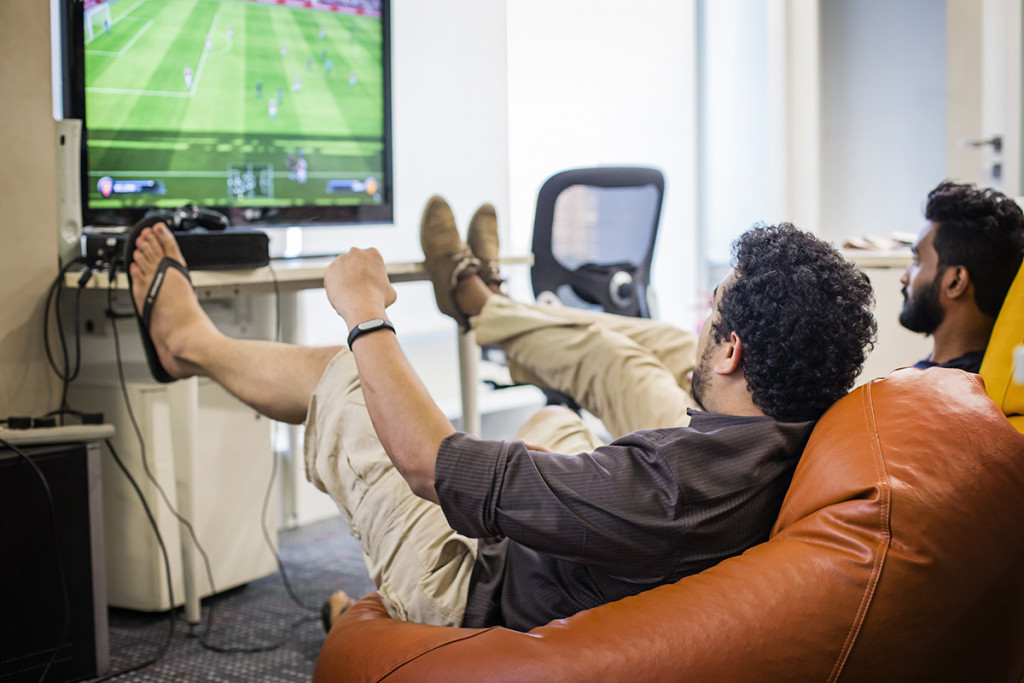 Bean bags and X-Box Fifa for breaks