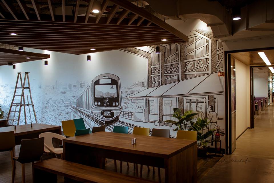 Linkedin office Bangalore wall mural