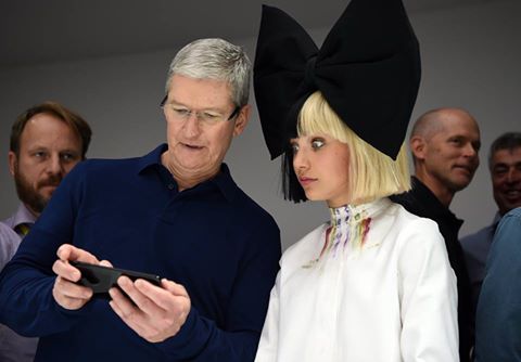 Sia at Apple iphone7 event with Tim Cook