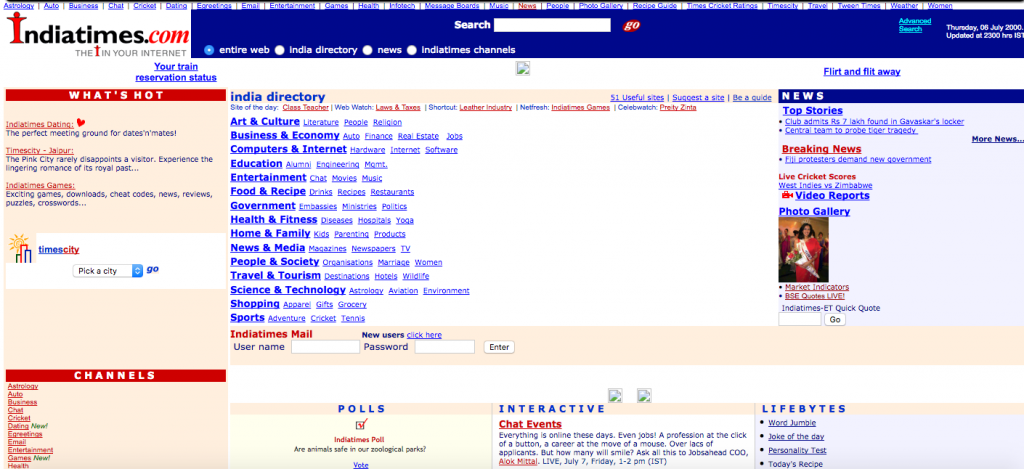 indiatimes old website