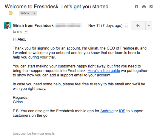 girish mathrubootham freshdesk reply to customer email