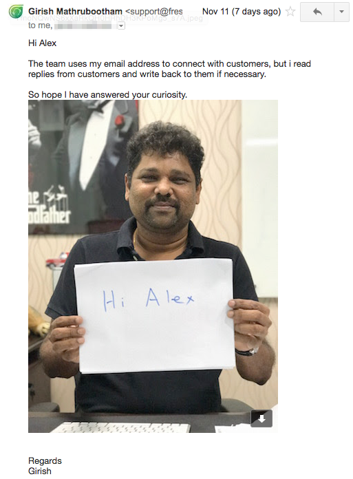 girish mathrubootham freshdesk reply to customer email