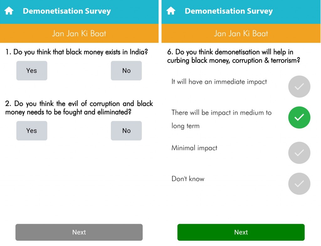 Narendra modi app demonetization survey