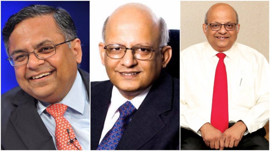 (from left) N Chandrasekran, Tata Sons Chairman; N Ganapathy Subramaniam, TCS COO, N Srinivasan, Director of Finance at Murugappa group