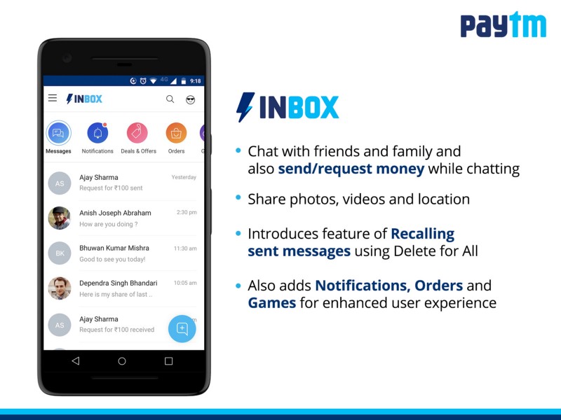 paytm inbox chat
