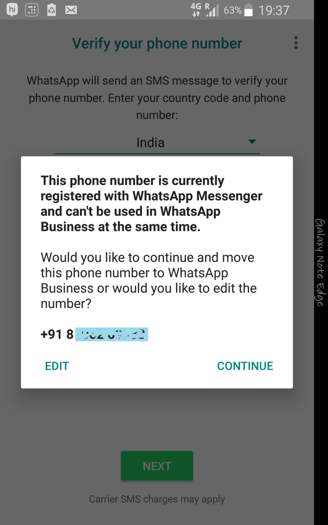 whatsapp business india phone number