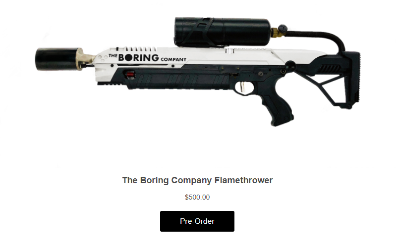 boring company flamethrower
