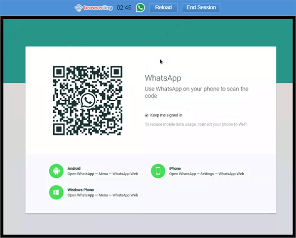 whatsapp-in-browserling