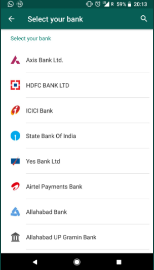 whatsapp payment banks