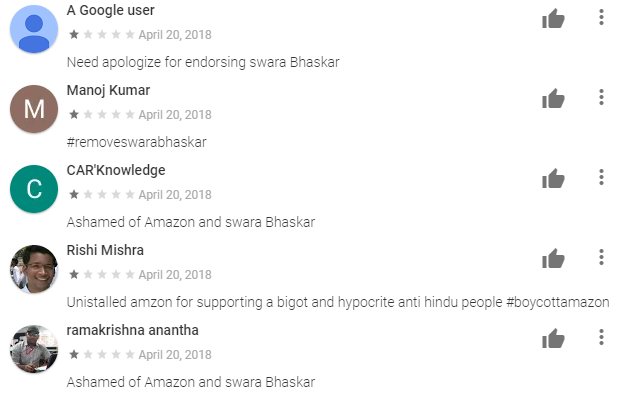 amazon swara bhasker