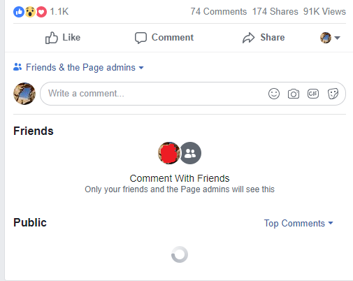 facebook friends and page admins comment