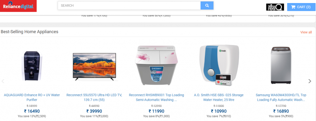 Reliance home deals appliances online shopping