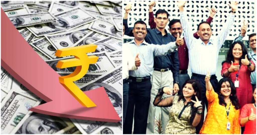 startups which benefit from falling rupee