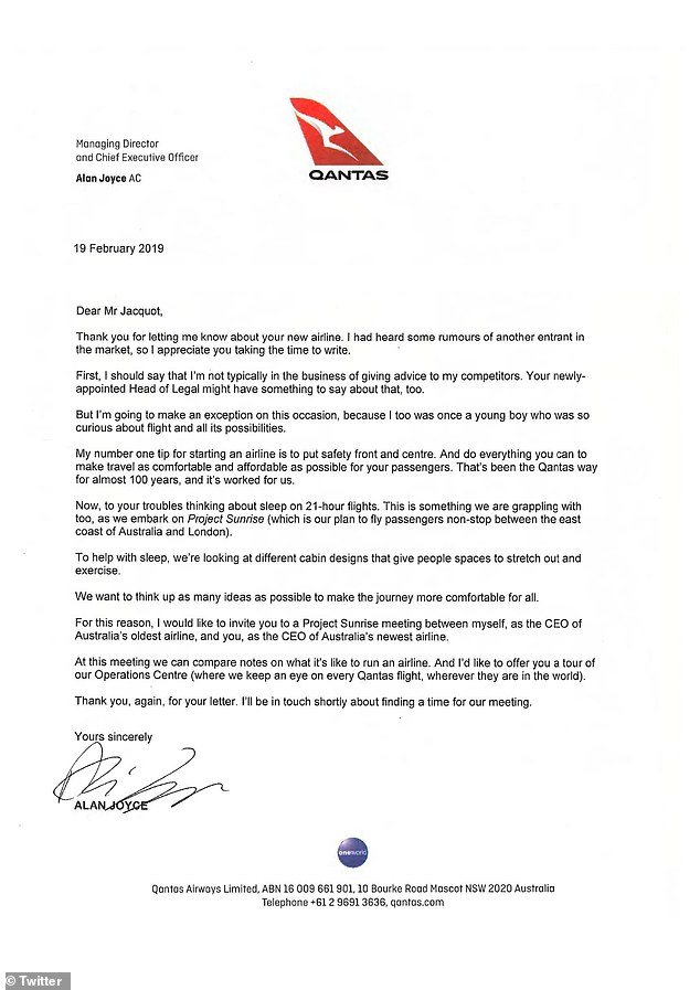 qantas ceo letter