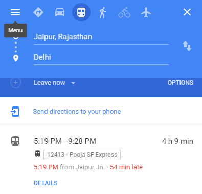 google maps trains