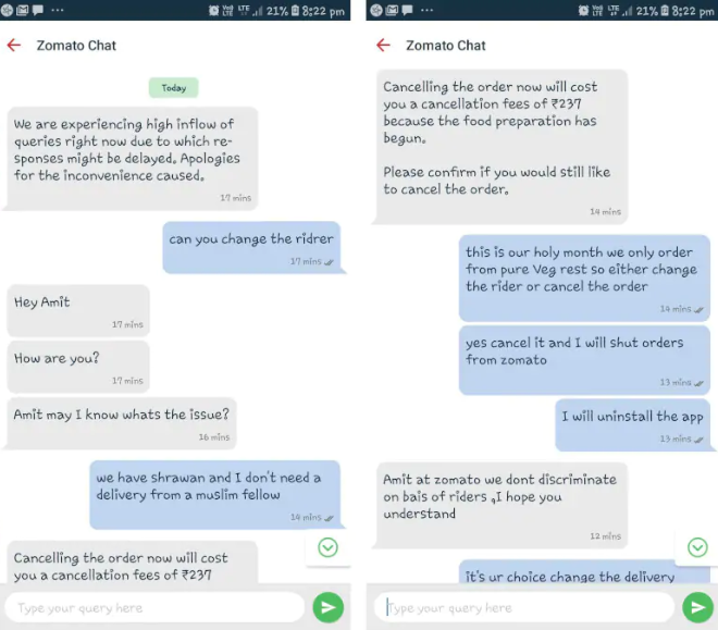 zomato non hindu rider