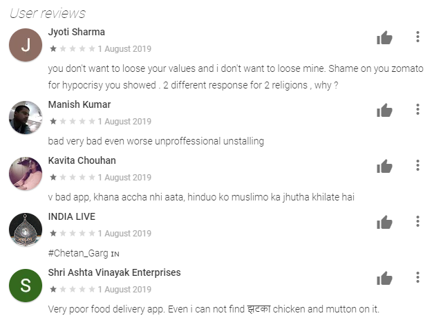 zomato reviews play store