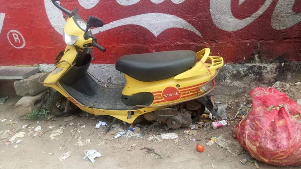 bounce bike vandalized bangalore