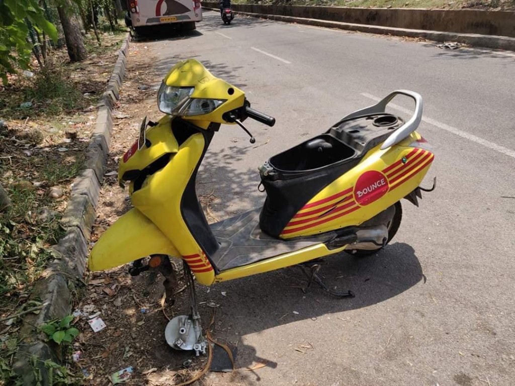 bounce bike vandalized bangalore