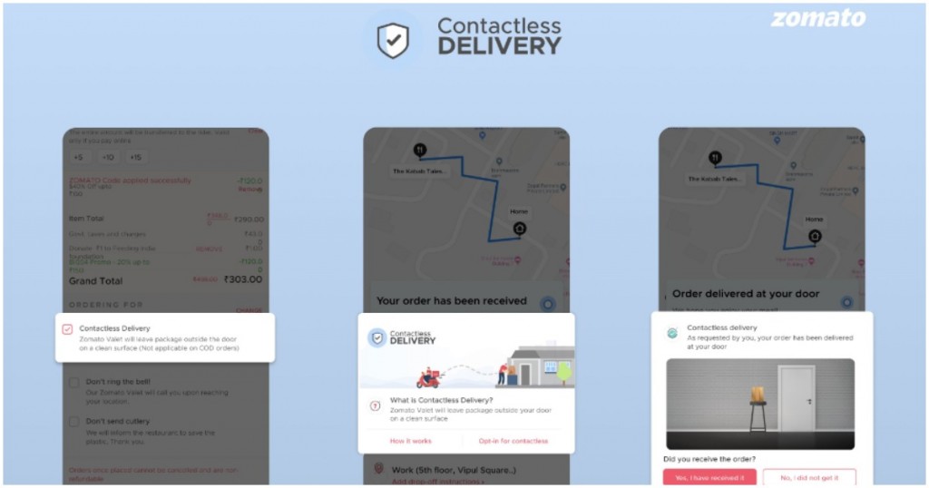 zomato contactless delivery