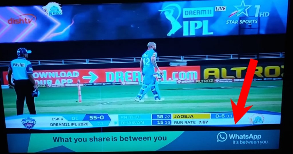 Whatsapp ipl privacy ad