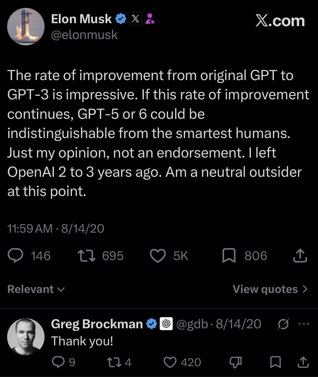 How Elon Musk Had Predicted That GPT-6 Would Be “Indistinguishable” From The Smartest Humans All The Way Back In 2020