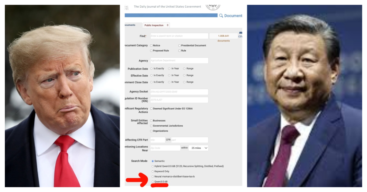 US Govt’s Federal Register Site Allows Searching Documents Through A Version of China’s Qwen AI Model