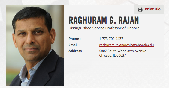 Image result for raghuram rajan in university of chicago