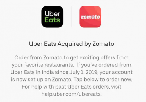 Zomato Acquires Uber Eats India For Rs. 2500 Crore