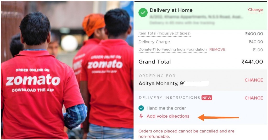 Zomato's New Feature Allows Users To Add Voice Instructions For