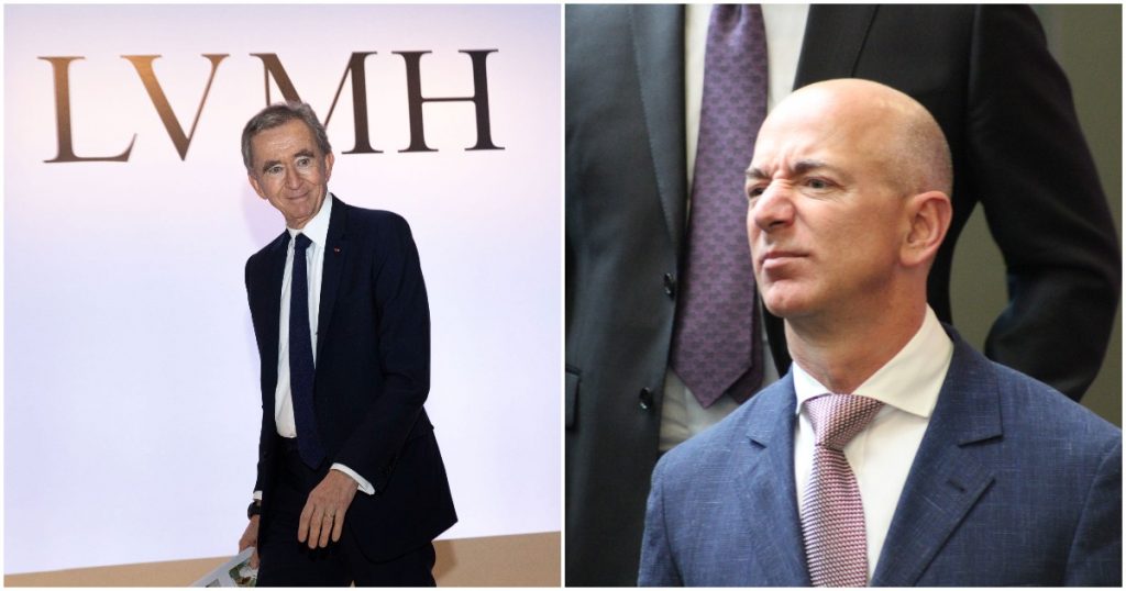 De Franse miljardair Bernard Arnault (van Louis Vuitton) hoorde heel even  bij een speciale club: net als Jeff Bezos en Bill Gates had hij méér dan  $100 miljard