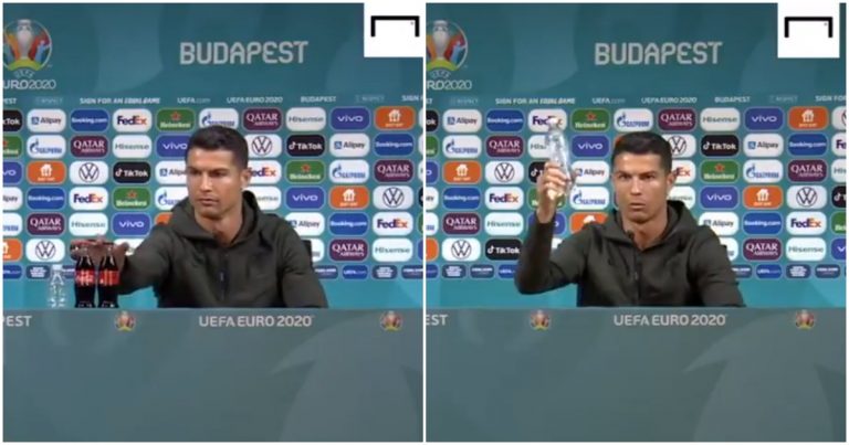 Cristiano Ronaldo Pushes Aside Two Coke Bottles, Coca Cola ...