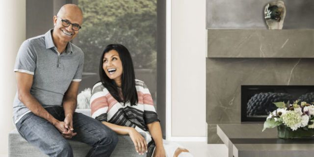 Satya Nadella and his wife Anupama Nadella