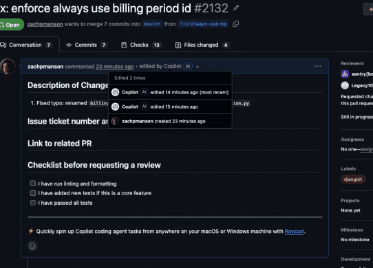 github copilot ad PR