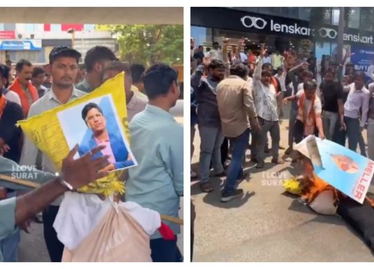 lenskart protest peyush goyal effigy burnt