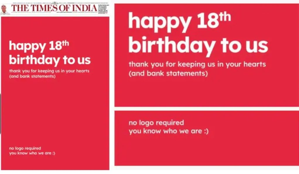 zomato 18th birthday newspaper ads